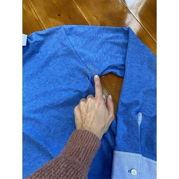 LOT (2) Alial Fital Mens Med Golf Polo Long Sleeve Short Blue Collar Made In USA - Picture 13 of 16